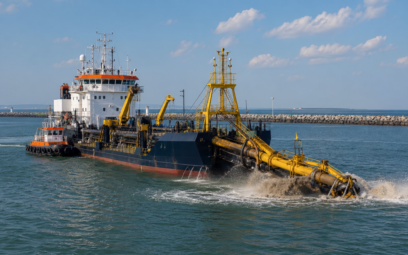 Generic dredging work vessel operating in coastal waters